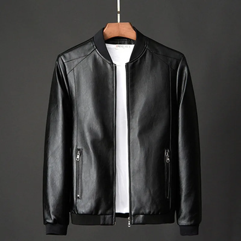 

Black Leather Jacket Bomber Motorcycle Jacket Men Biker PU Baseball Jacket Plus Size 8XL 2023 Fashion Causal Jaqueta Masculino