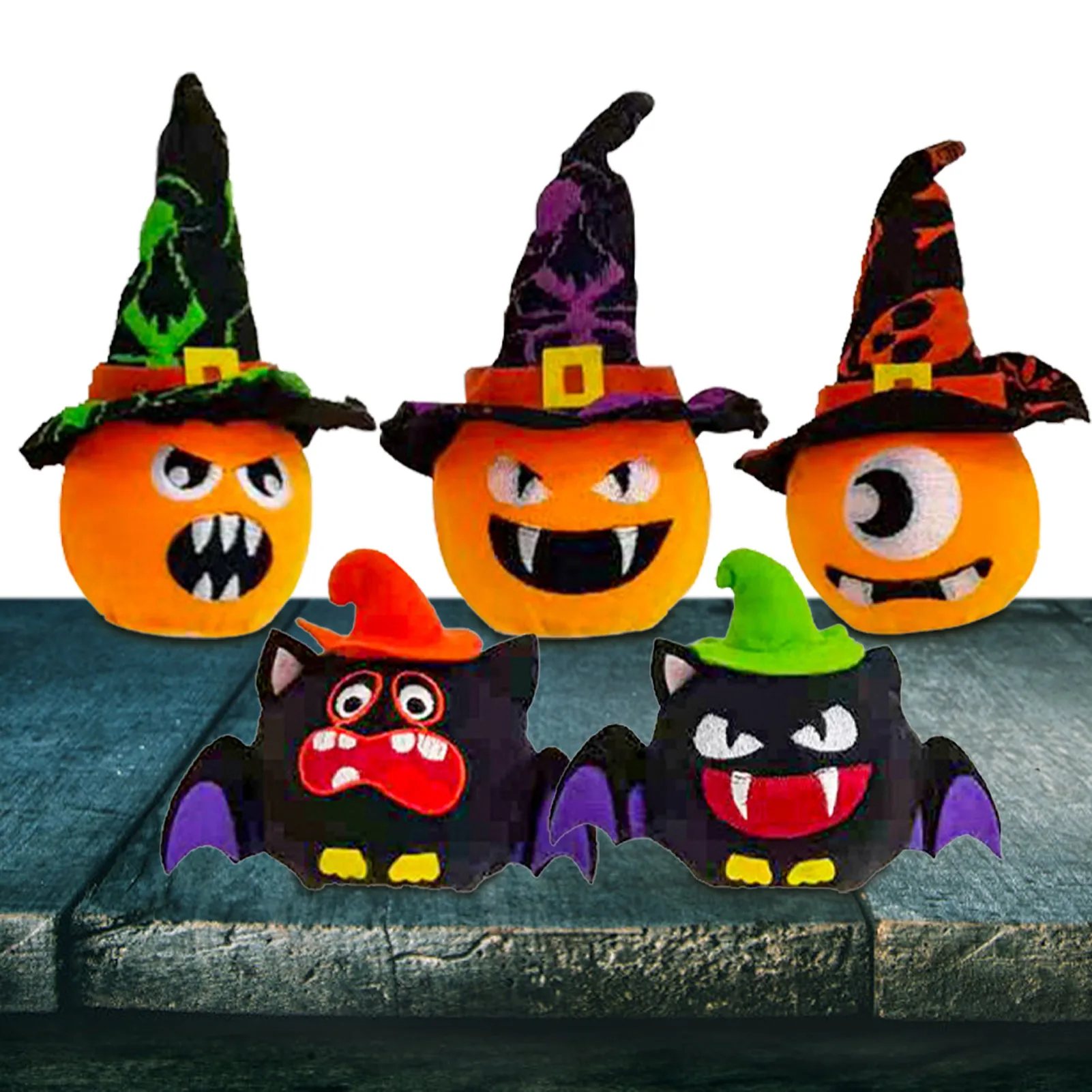 

Halloween Hanging Lighted Ornaments 5pcs/set Halloween Pumpkin & Bat Hanging Light Up Decoration Hanging Pendant Halloween Light