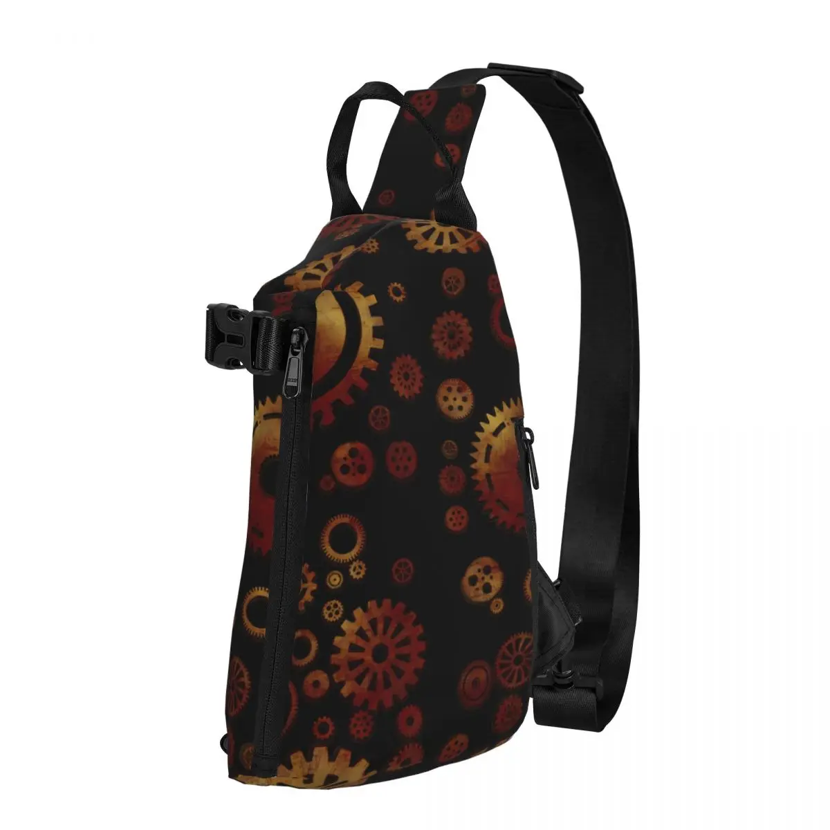 

Steampunk Gears Chest Bags Male Abstract Print Print Shoulder Bag Vintage High School Small Bag Trekking Daily Sling Bags