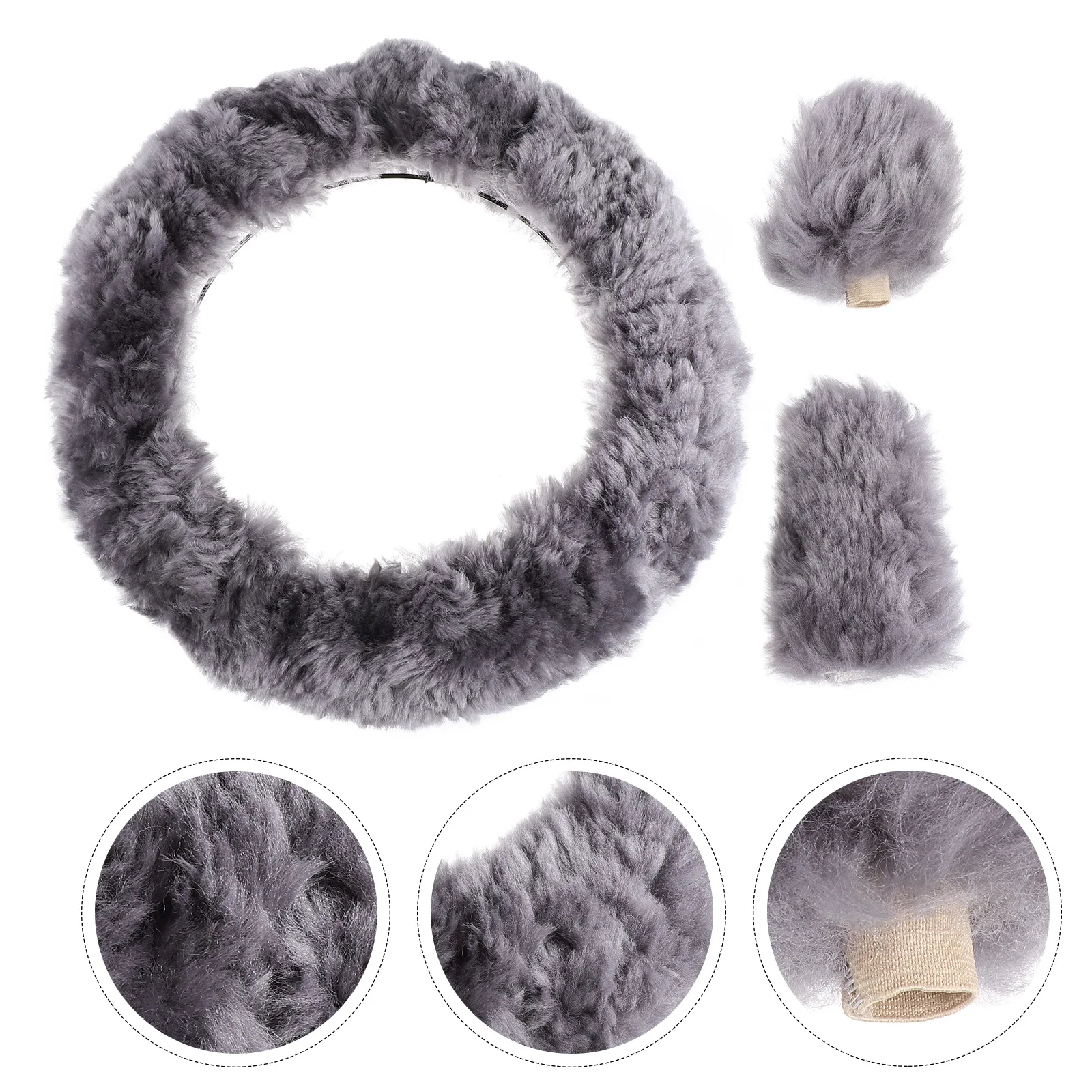 

3pcs Anti-skid Steering Wheel Cover Set Car Decoration for Winter
