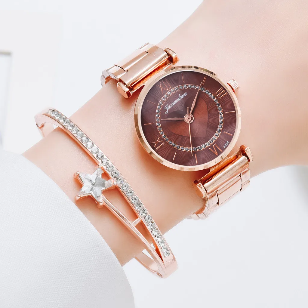 

Bracelet Ladies Geometric Bracelet Diamond Set Watch Fashion Steel Elegant Band Watch set Watch