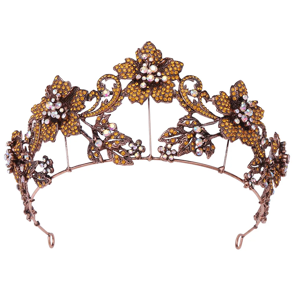 

KMVEXO Baroque Antique Retro Crystal Flower Crowns Bride Tiaras Fashion Queen Party Headpieces Wedding Hair Jewelry Accessories