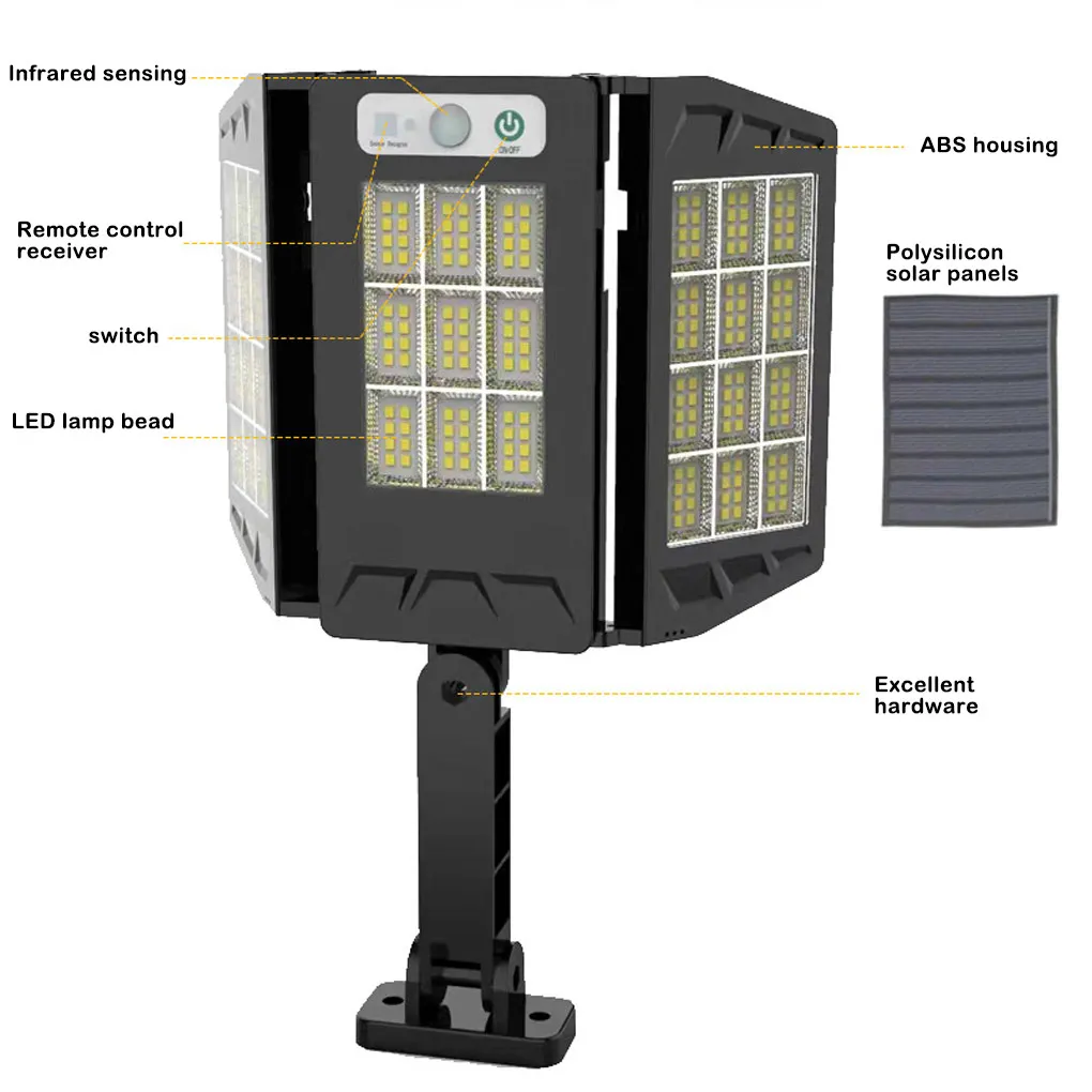 

Solar Powered Light Foldable Motions Sensor Garden Pathway Porch Backyard Walkway Street Lawn Camping Lamp Type 2