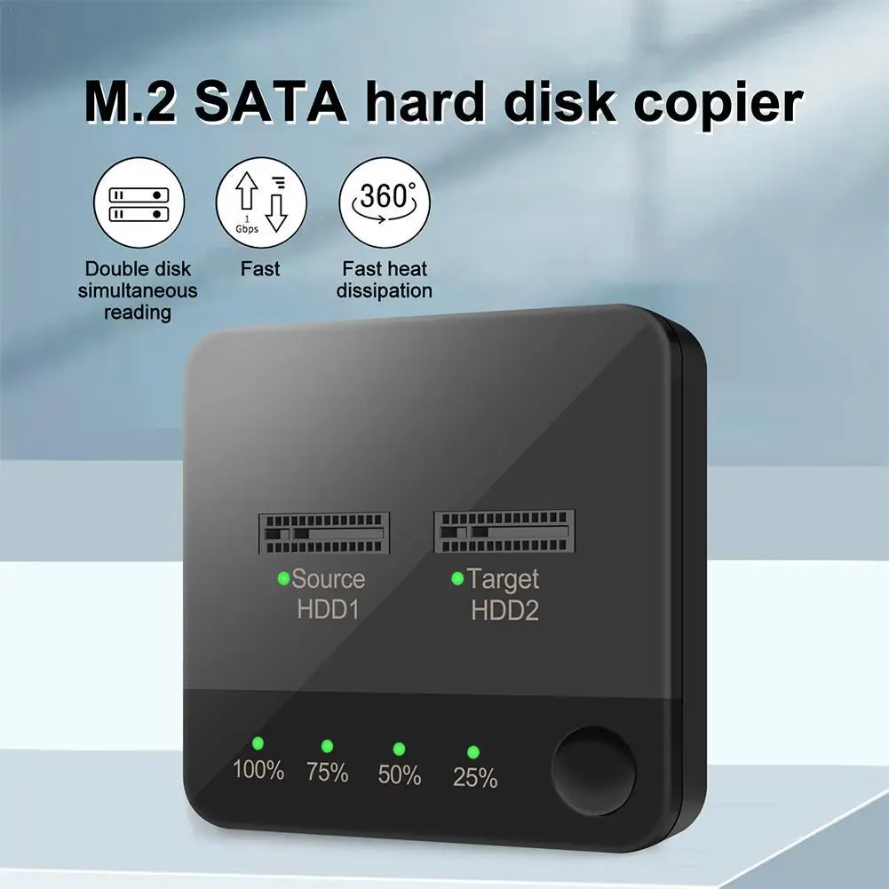 

M.2 SATA Hard Disk Copier Dual-Bay SSD Enclosure Dock Station Offline Clone M.2 SATA Solid State Drive Reader