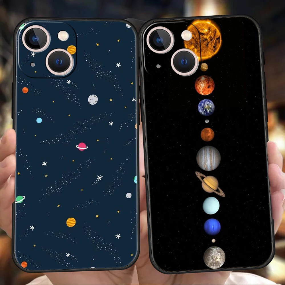 

Sky Space Planet Black White Sun Moon Stars Shockproof For iPhone 14 13 12 11 Pro Max 8 7 Plus Case Cover For iPhone X XR XS Max