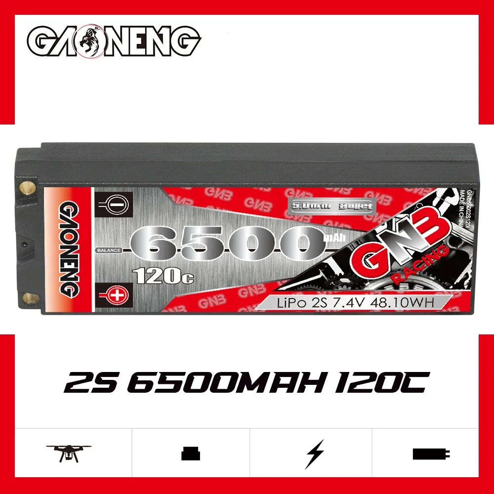 

Gaoneng GNB 6500mAh 2S 7.4V 120C Hardcase LiPo Battery pack with 5.0mm Plug T XT60 EC5 XT90 Plug for 1:10 1/10 RC Car RC Boat