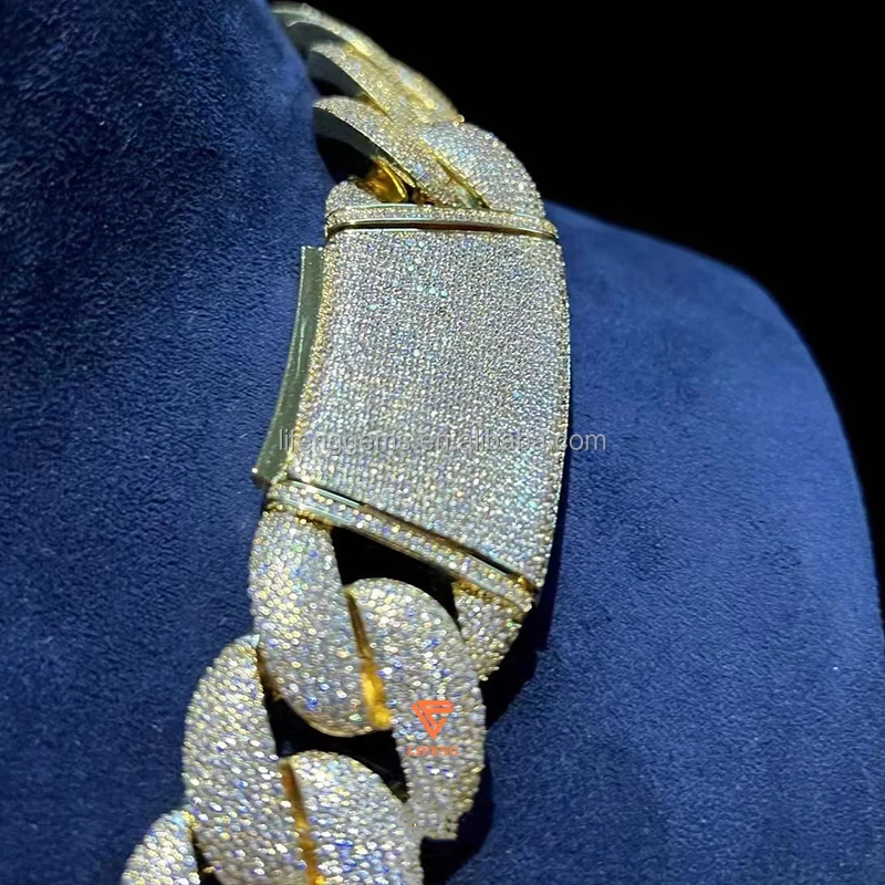 Мужское ожерелье из серебра 925 пробы с муассанитом 18/20 мм