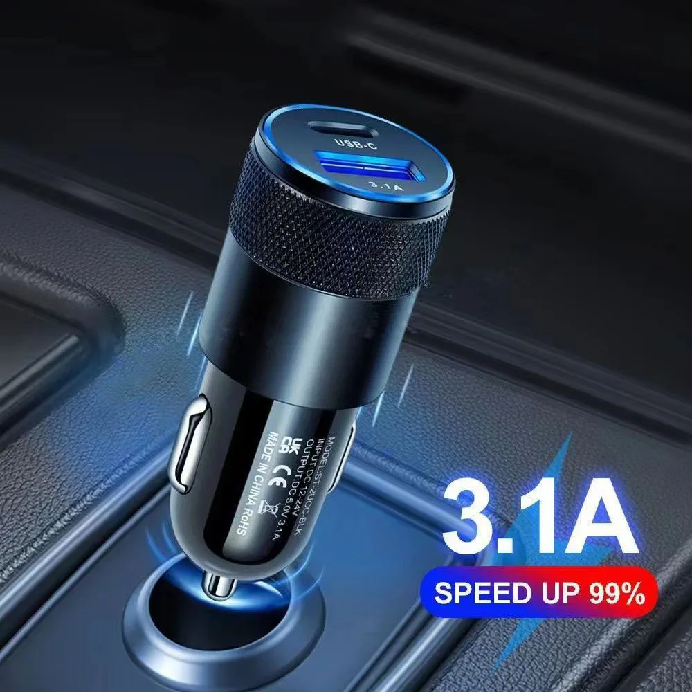 Фото Автомобильное зарядное устройство USB, 66 Вт, быстрая зарядка 3,0 USB Type C, адаптер для быстрой зарядки телефона для Iphone, ноутбуков, планшетов №1