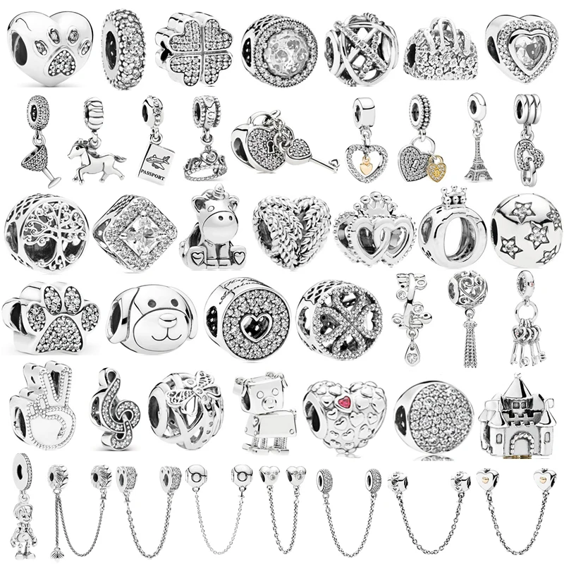 

New Fashion Charm Original Castle Horse Love Bag Note Beaded Fit Original Pandora Ladies Bracelet Jewelry Accessories Gift