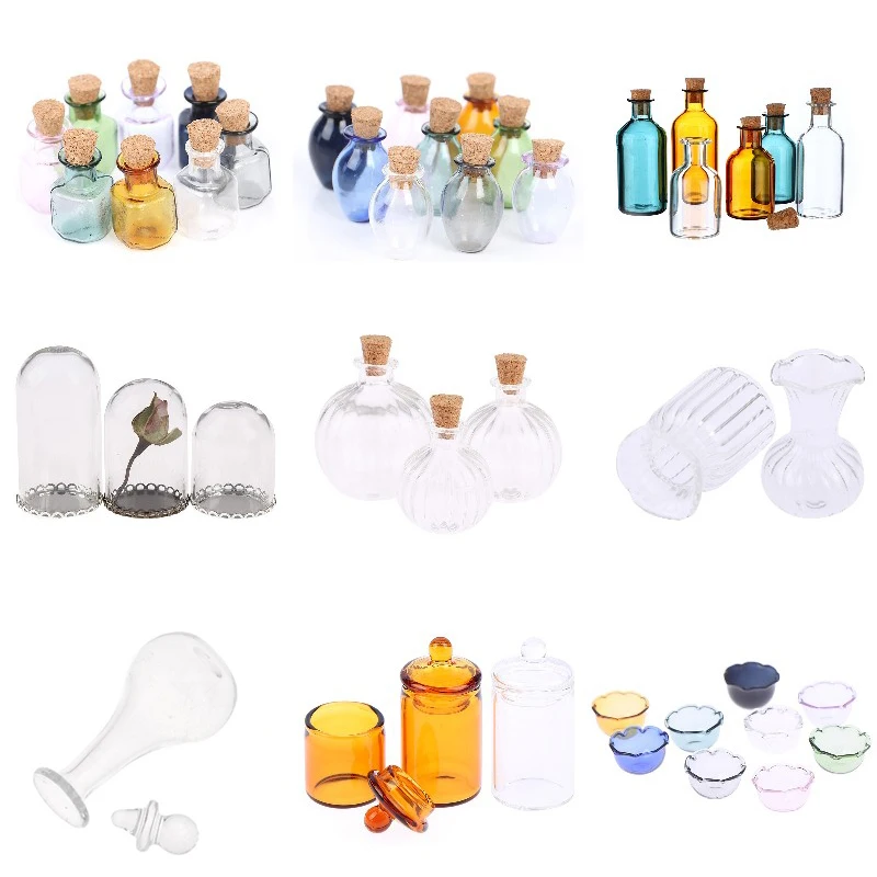 

Dollhouse Mini Glass Candy Jar Coffee Bean Storage Bottle Dried Flower Tea Storage Bottle Jar Kitchen Home Decor Toy