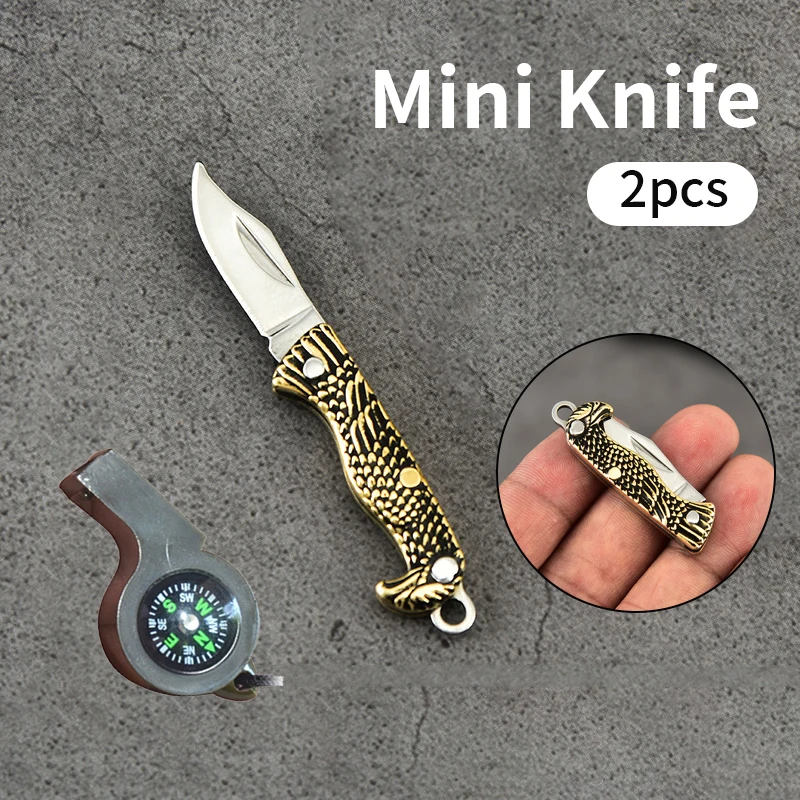 Портативный мини-нож складное лезвие из нержавеющей стали с ручкой-латроном для