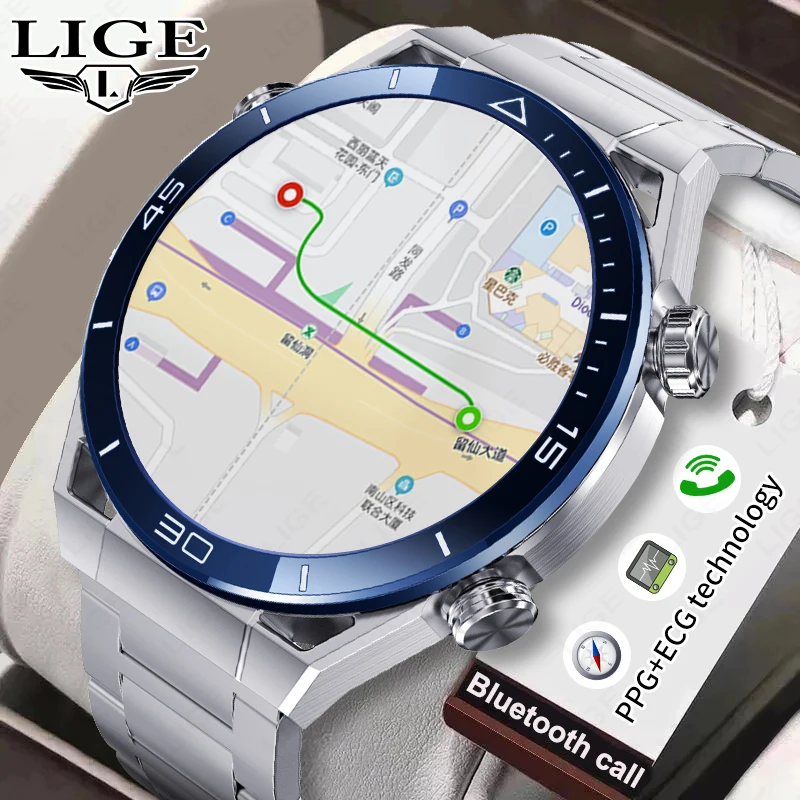 Sport Smartwatch with GPS Motion Trajectory Recording Men Smart Watch Bluetooth Call Fitness Watches ECG+PPG Health Monitoring