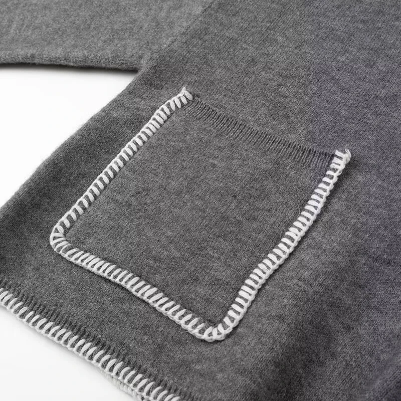 Свободный свитер теплые зимние топы карманы вышивка украшение простой женский