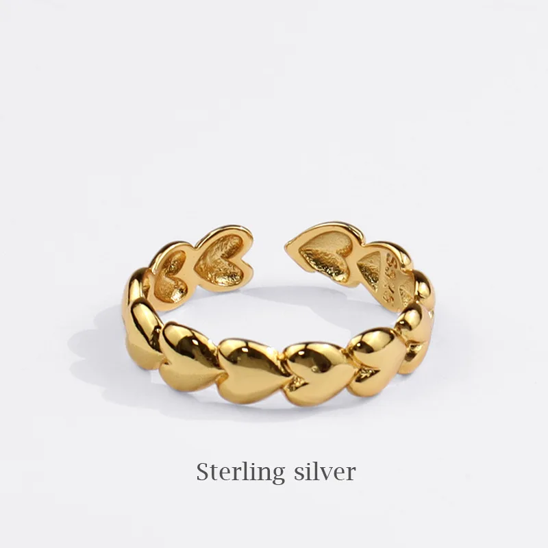 

Retro Lady Heart Shaped Metal Ring Lady Opens With Adjustable Silver Chain Stainless Steel Ring 2022 Hot New Jewelry Gift