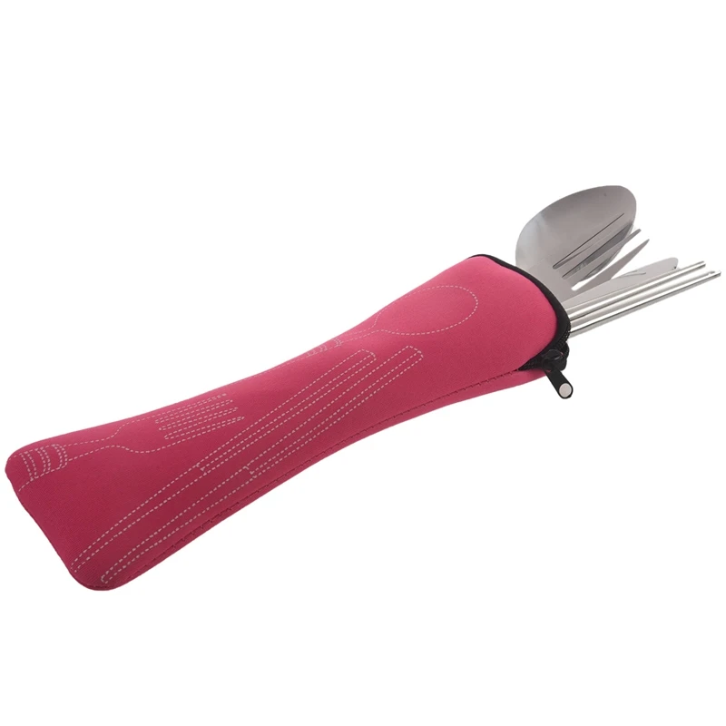 

4 шт./компл., вилка из нержавеющей стали, ложка, палочки для еды, дорожная уличная посуда для кемпинга, портативная посуда из нержавеющей стал...