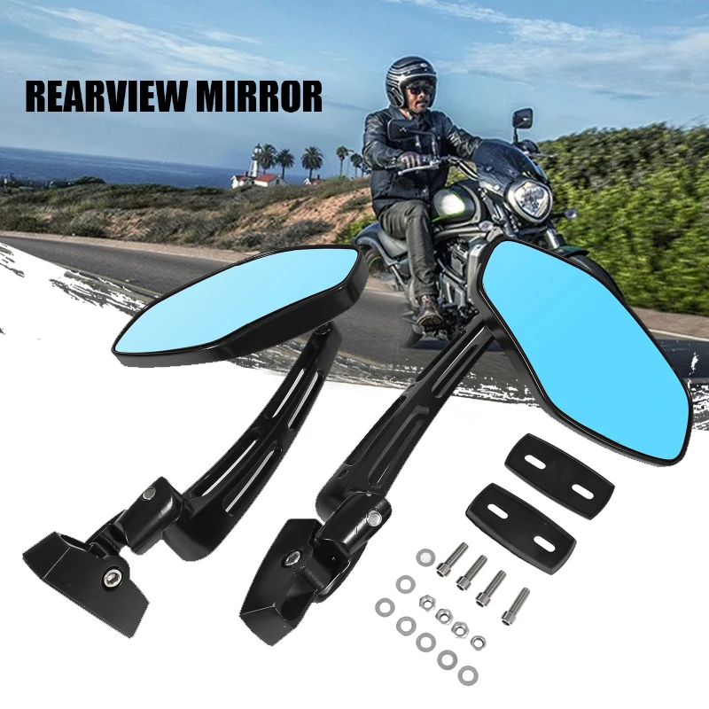 

2Pcs Motorcycle Rearview Mirrors Motorbike Handlebar Side Mirrors with 4*Mounting Bolts