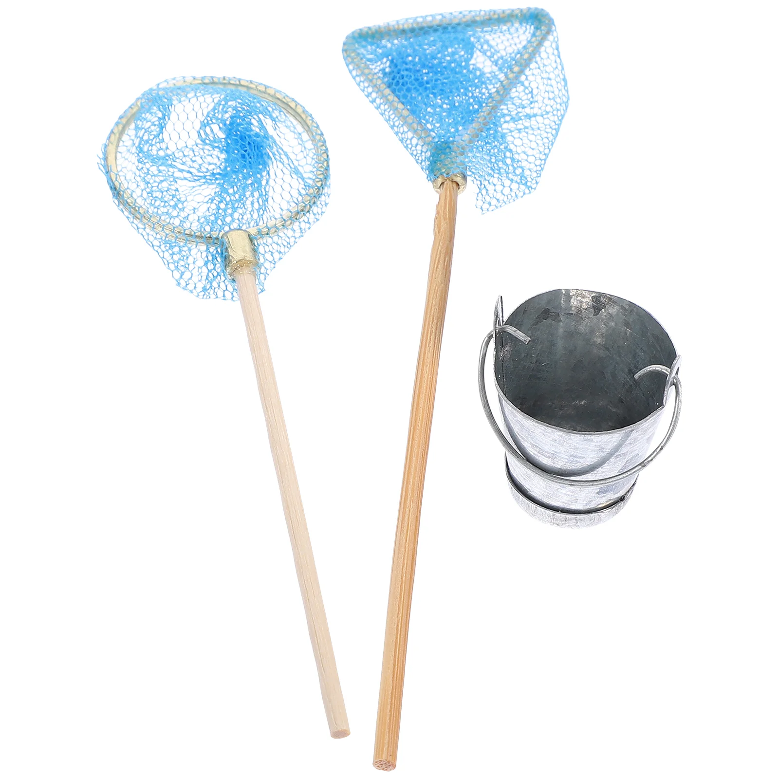 

1 Set of House Mini Fishing Nets Bucket House Mini Bucket Fishing Nets Decoration