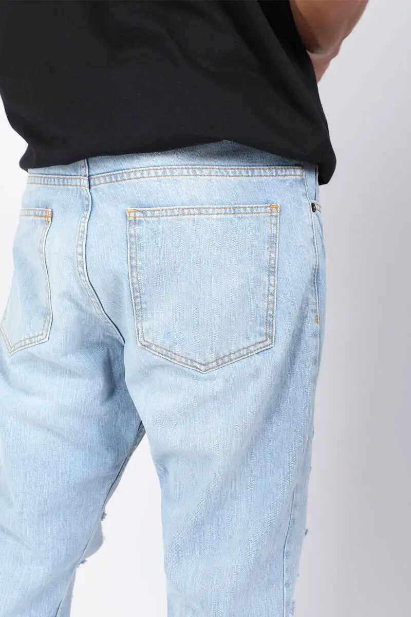 

Erkek Patch Detayl Havu Jean Pantolon Ak Mavi