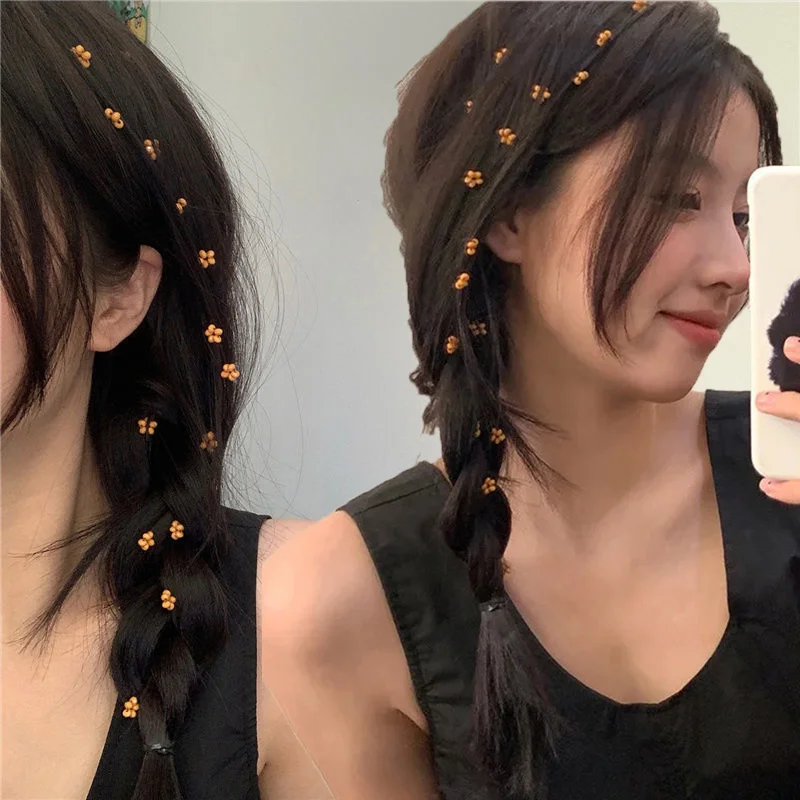 

Mori Flower Braided Hair Chain Headdress Invisible Pearl Flowers Hand-braided Hair Accessories Sweet Fairy Headwear Hairbands