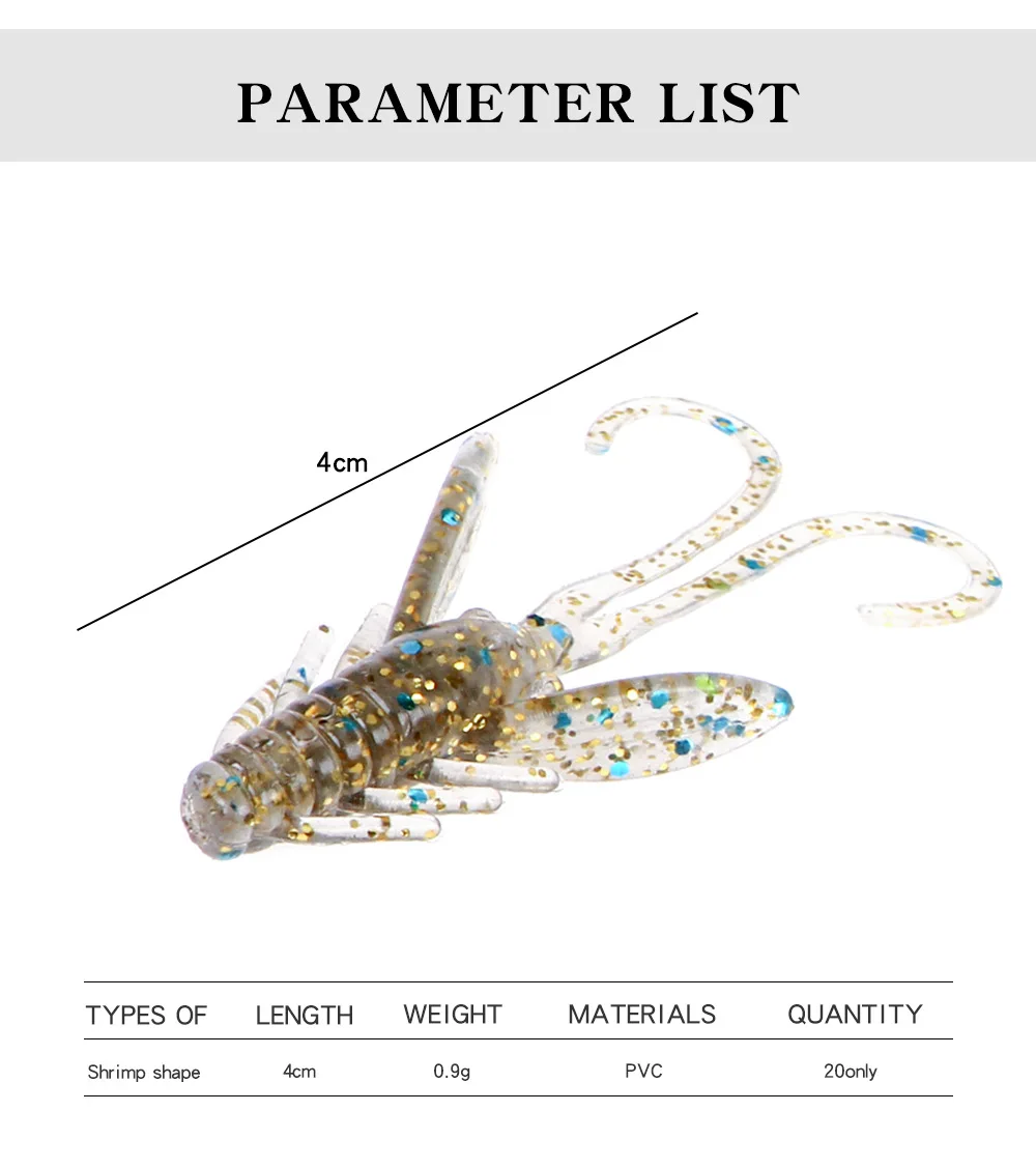 20 шт./партия мягкие рыболовные приманки 40 мм 0 9 г