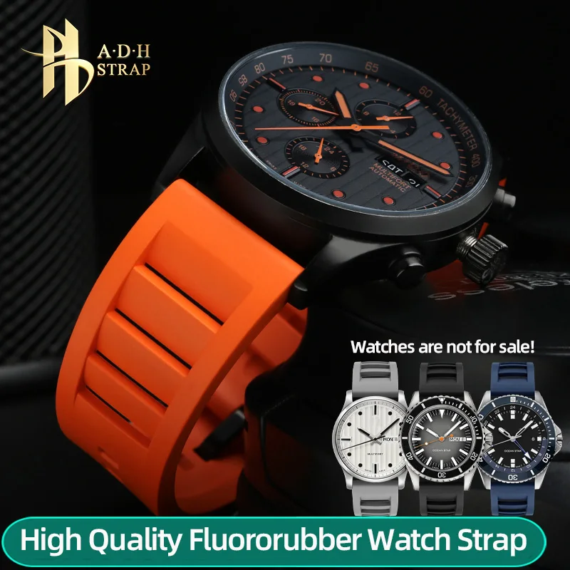

High Quality Fluororubber Watch Strap For Mido Multifort M005 Citizen BM8475 Blue Angel JY8078 Watch Band 20MM 22MM