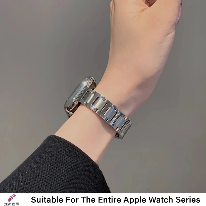 Фото Тонкий ремешок из нержавеющей стали для Apple Watch Band 49 46 45 44 42 38 40 мм Стильный металлический ремешок Correa для iWatch S10 9 8 7 6 5 4 SE №4