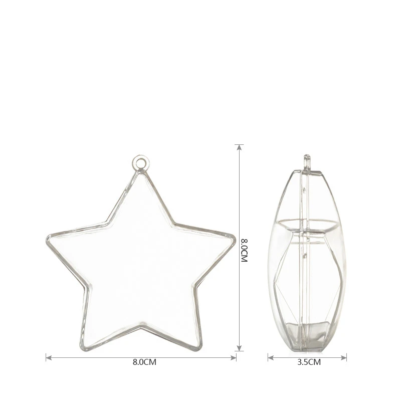 

Прозрачные пластиковые новогодние шары в форме звезды, набор из 10 штук