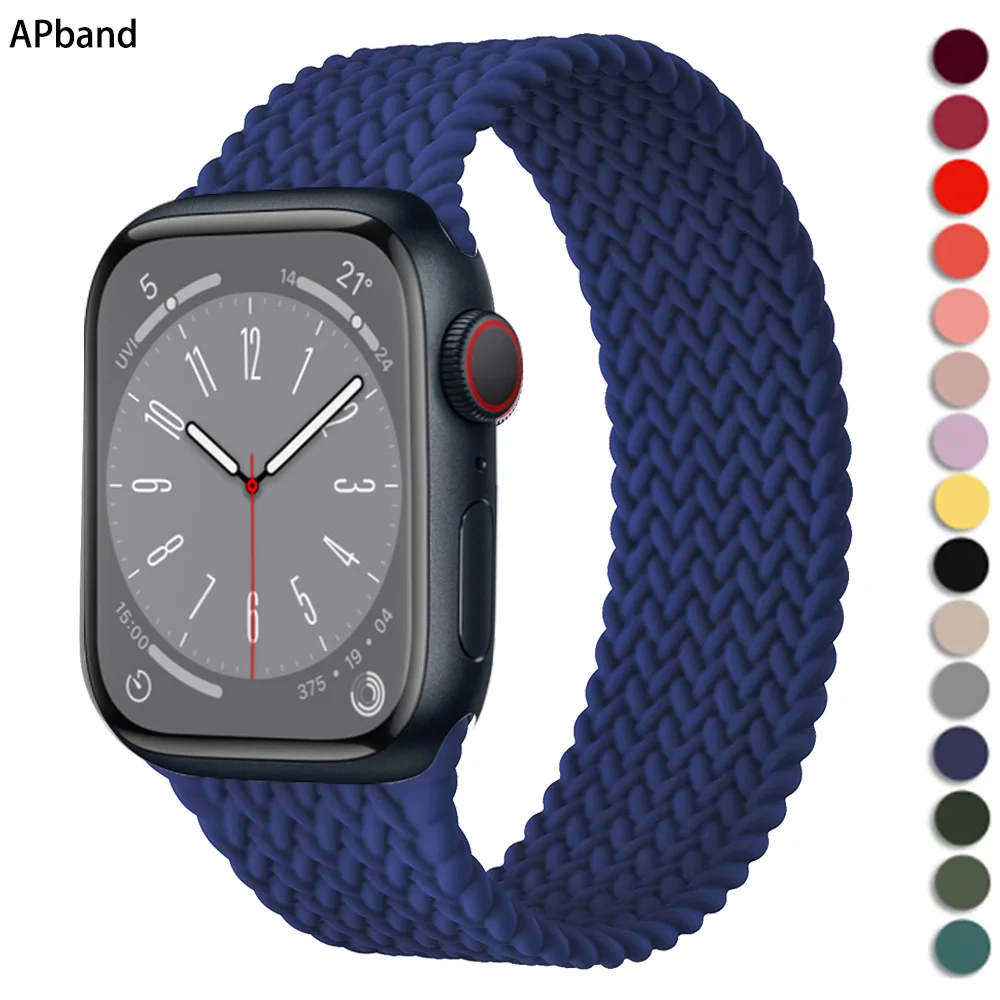 

Silicone Strap For Apple Watch band 44mm 45mm 49mm 40mm 41mm solo loop Elastic correa bracelet belt iWatch Series 6 SE 7 8 Ultra