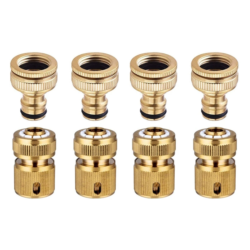 

8 Pieces Garden Hose Tap Connector 1/2 Inch And 3/4 Inch Size 2-In-1 And 1/2 Inch Hose Pipe Quick Connector