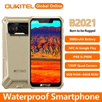F150 B2021 NFC IP68 Waterproof Rugged Smartphone 13MP Quad Cameras 5 86 6GB 64GB 8000mAh Android 10 0 Octa Core Mobile Phone