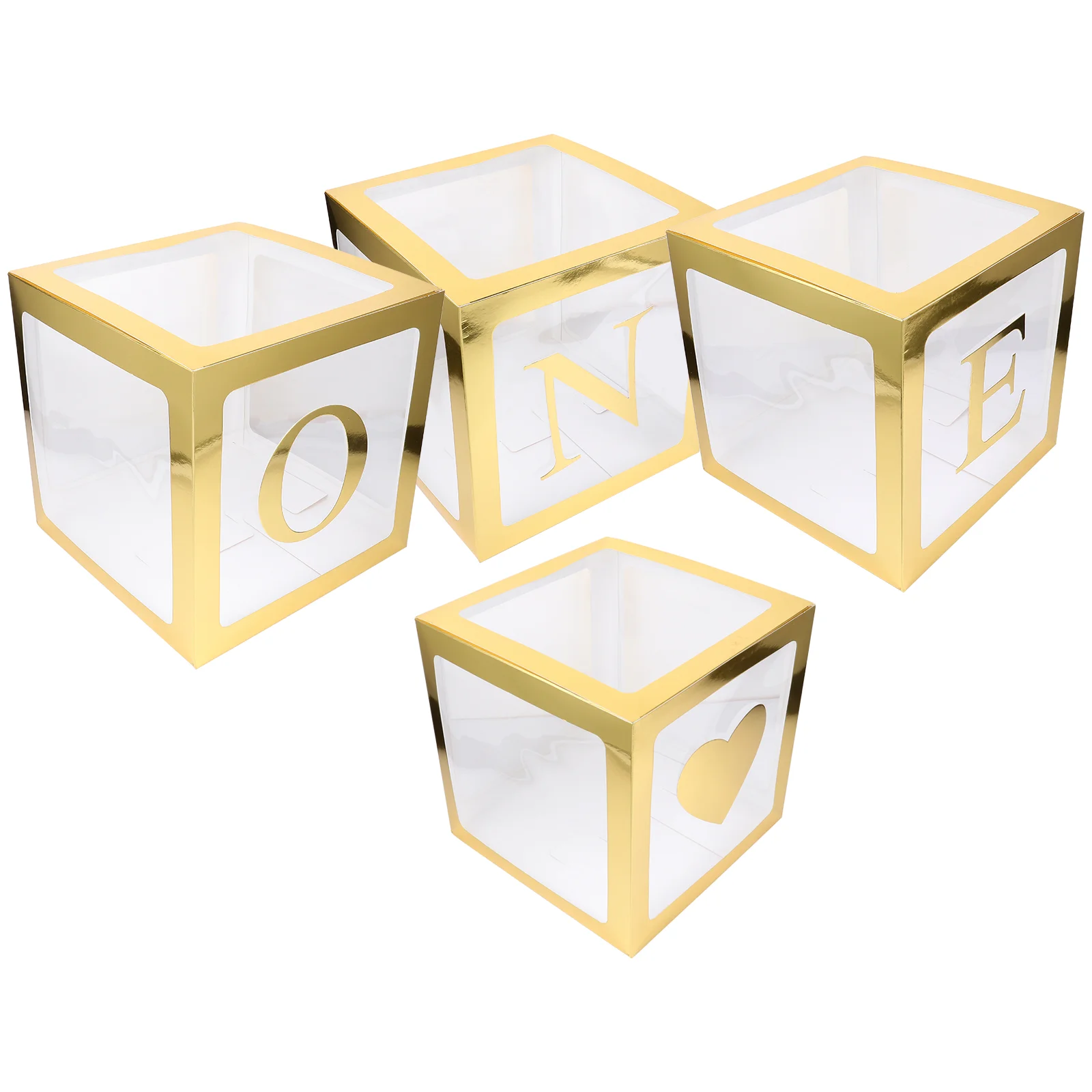 

4 Pcs Baby Shower Party Boxes Letter Ballons Baby Shower Blocks Latex Balloons Bright Balloon Box Self Made Baby Balloon Box