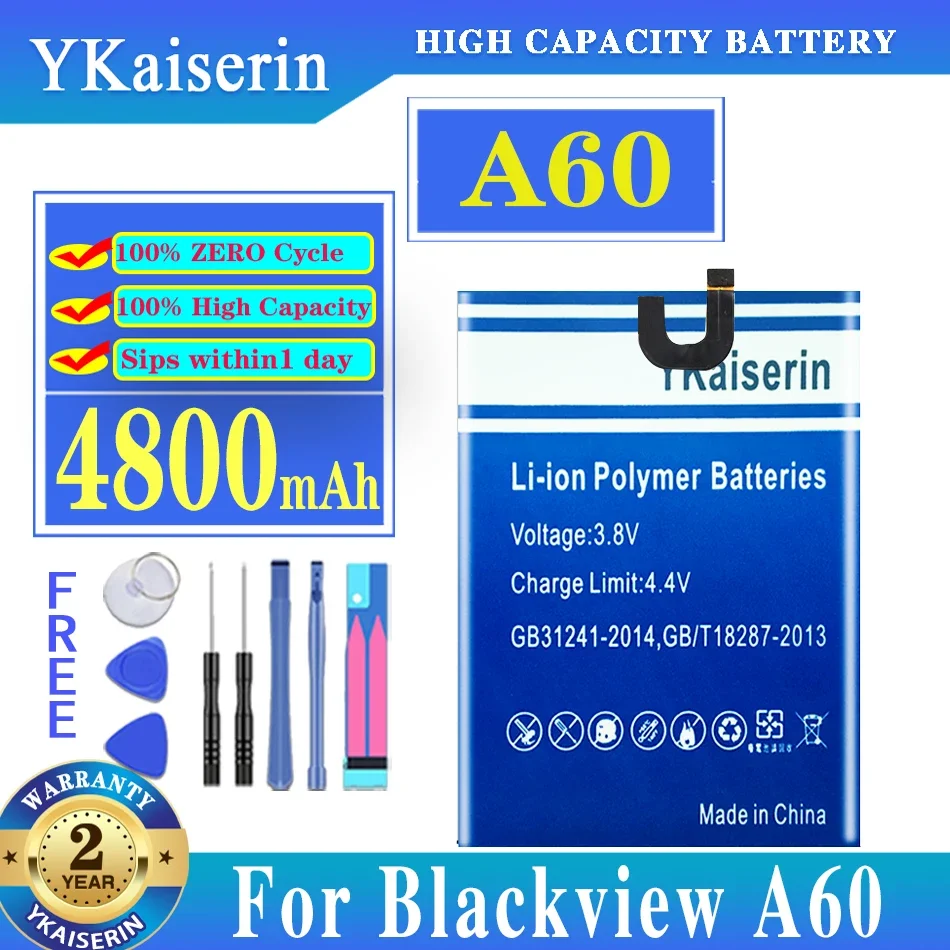 

100% New Original YKaiserin 4800mAh Battery for Blackview A60 Smart Mobile Phone Li-ion Battery Batteria + Free Tools