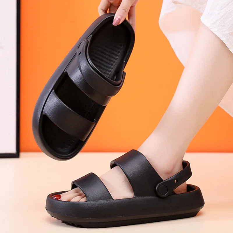

Women Man Sandals Summer Beach Eva Thick Platform Soft 2022 Sole Slide Sandals Leisure Ladies Indoor Bathroom Anti-slip Shoes