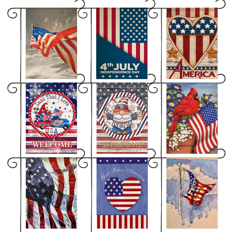 

New WZH America Independence Day Farmhouse Outdoor Decorations Yard Flag Garden Banner 30*45CM（11.81IN*17.71IN）
