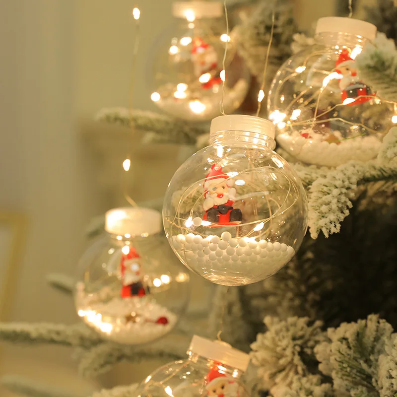 

Светодиодная уличная дневная гирлянда, Сказочная гирлянда в виде шара Санта-Клауса, снеговика, пожеланий, Рождественская гирлянда-занавеска, украшение для спальни и свадьбы