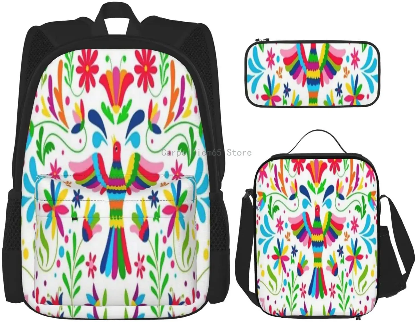 Набор из 3 предметов для мальчиков и девочек, детский школьный ранец с мексиканским рисунком, дорожная сумка, повседневный рюкзак для обеда, ...