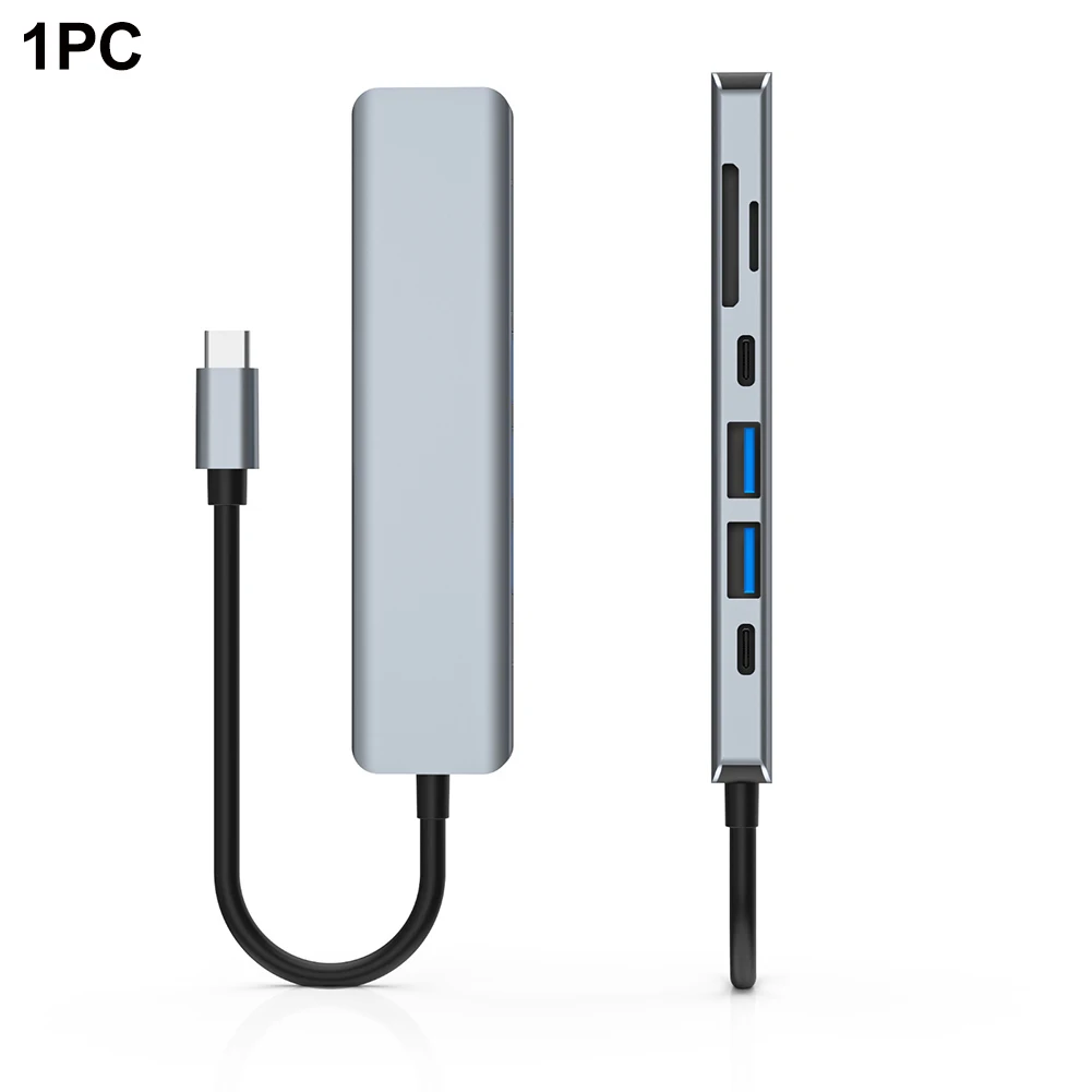 

For Laptop PC Lightweight With Card Reader USB C Hub Data Transmission 7 In 1 Multiport Adapter Type C Charging Expander