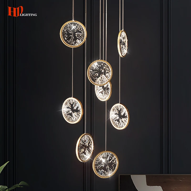 

New Modern Led Spiral Stair Chandelier Light Duplex High Floor Empty Living Room Hall Creative Interior Lighting