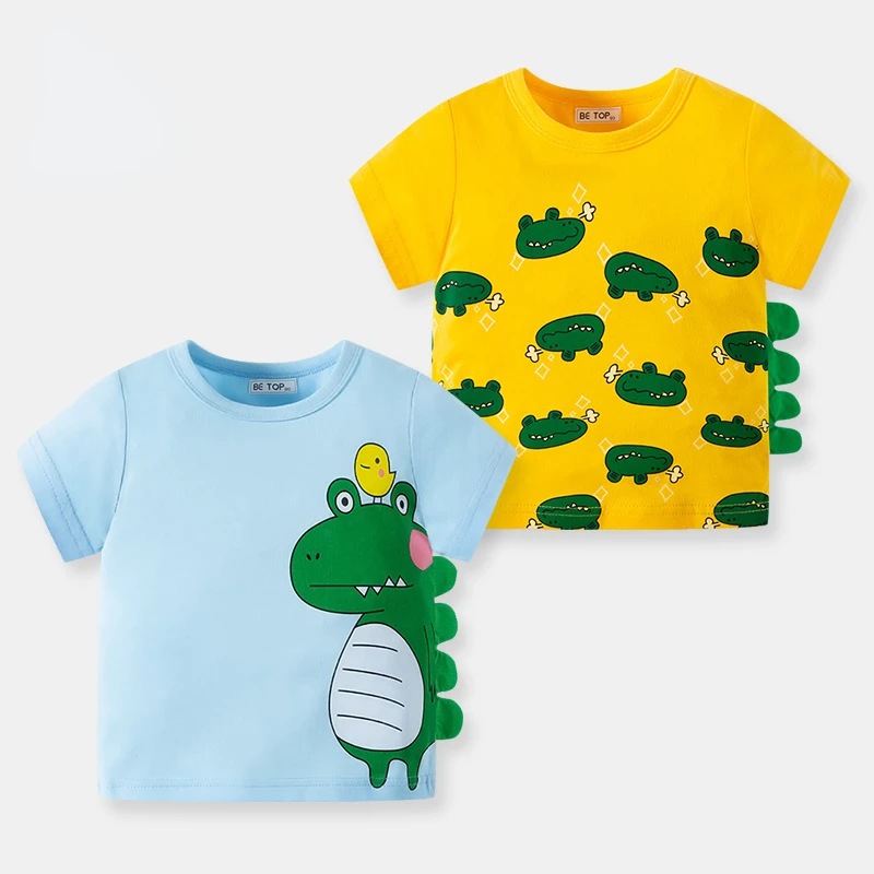 

2022 New Children's Short-sleeved Cartoon Three-dimensional Crocodile Boy Cotton T-shirt Summer Children's Clothing