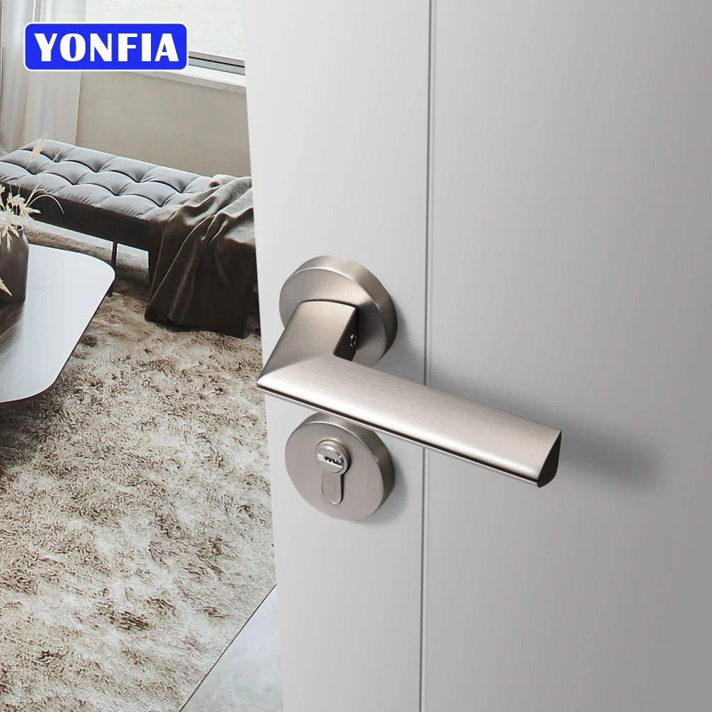 Silver Zinc Alloy Interior Door Handle Solid Gold Brass Home