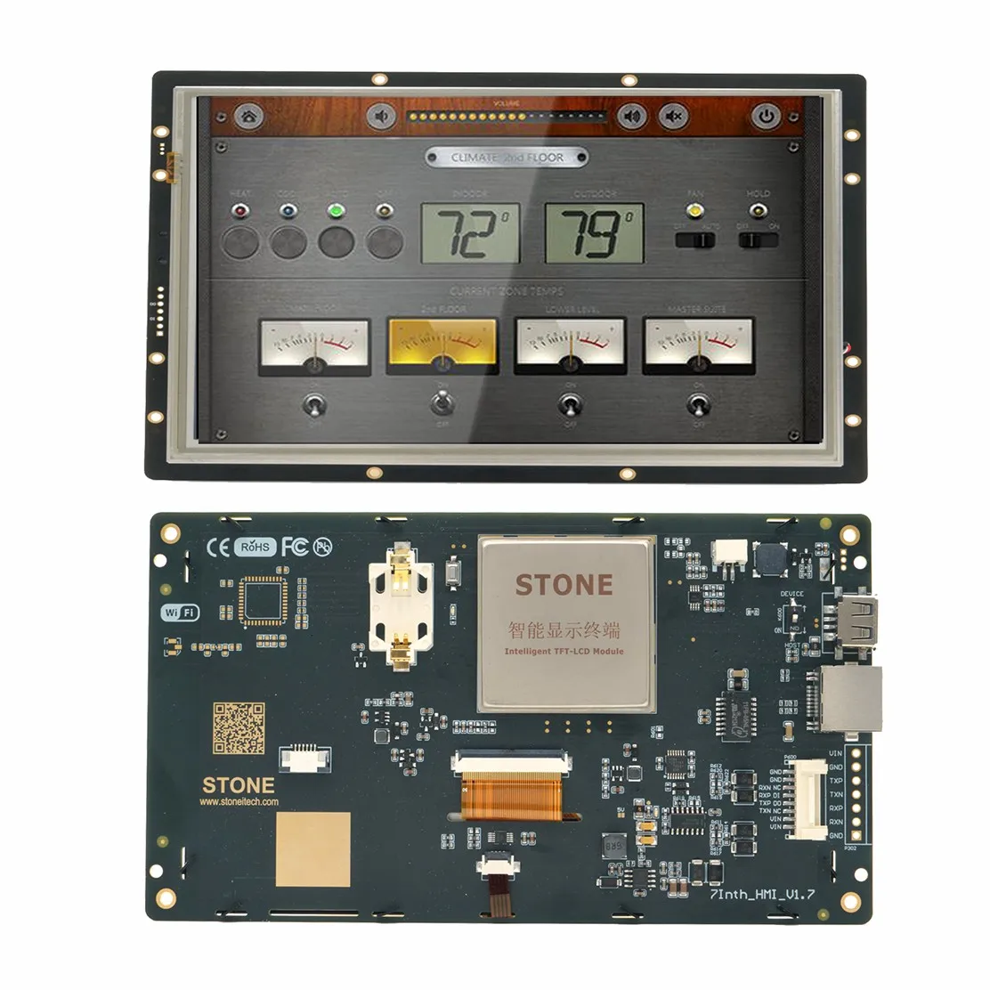 7 Inch SCBRHMI HMI Intelligent Smart UART SPI Touch TFT LCD Module Display for Industry Control