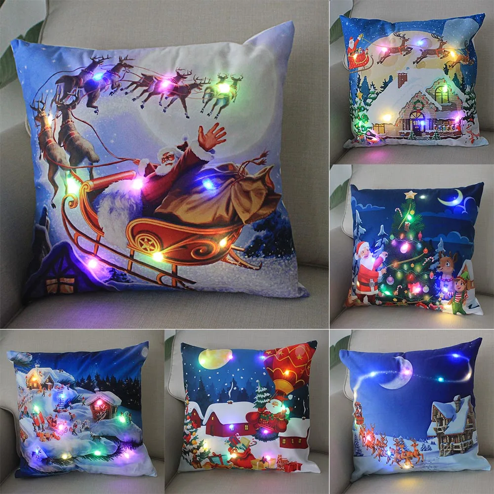 

Christmas pillow case LED decorative light decoration home sofa