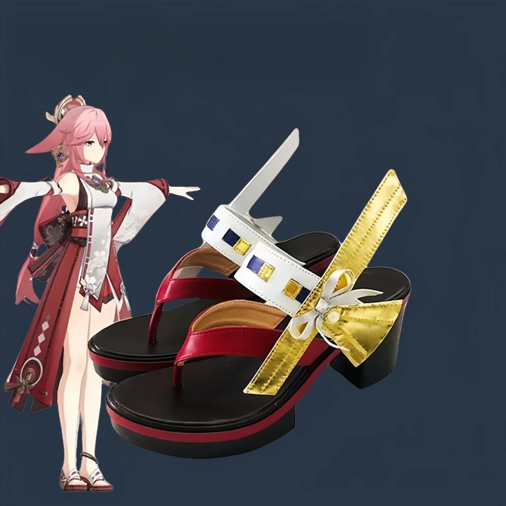 GenshinImpact Yae Miko Обувь для косплея Аниме Китайский стиль Сапоги игры на Хэллоуин
