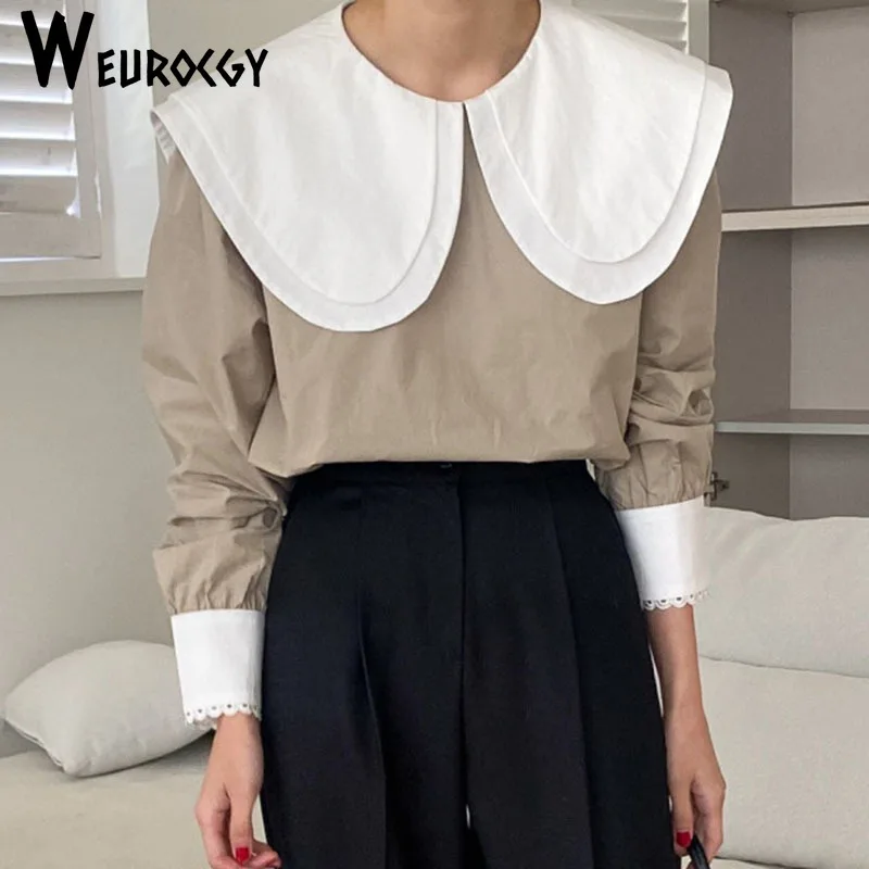 Женская блузка с круглым вырезом элегантная повседневная Свободная рубашка в