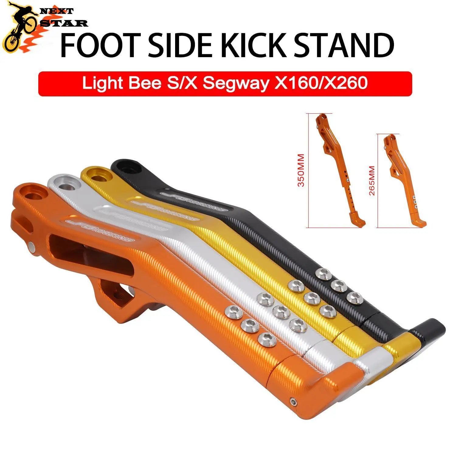 

Motorcycle Aluminum 265mm-350mm Adjustable Foot Side Kick Stand Kickstand For Segway X160 X260 For Sur-Ron Surron Light Bee S X