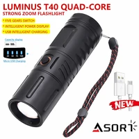sst 40 powerful flashlight usb charging output 5 lighting modes built in battery led zoom torch hand lantern for camping fishing