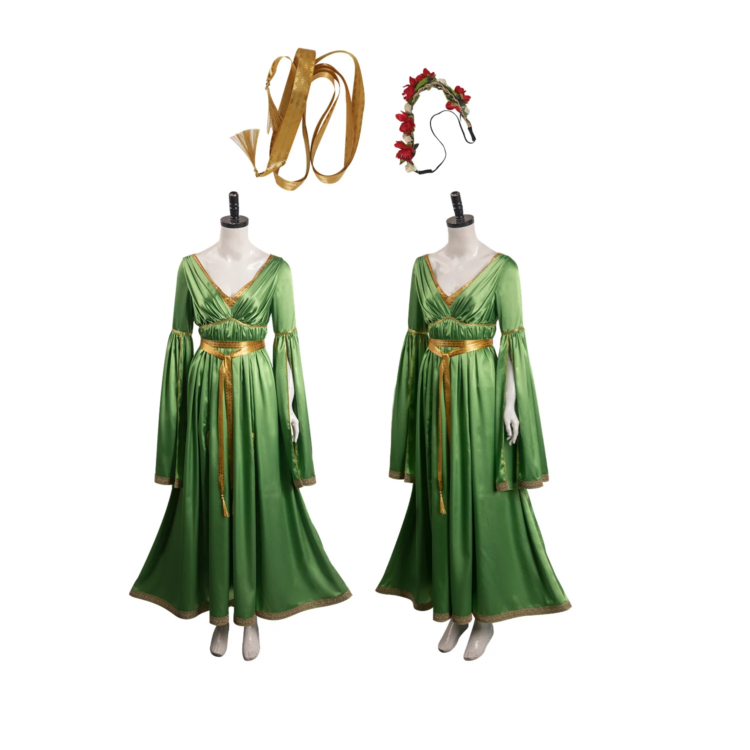 

Костюм для косплея принцессы и школьницы Leia, зеленое платье, свадебные наряды, костюм на Хэллоуин, карнавал, Маскировка для взрослых женщин