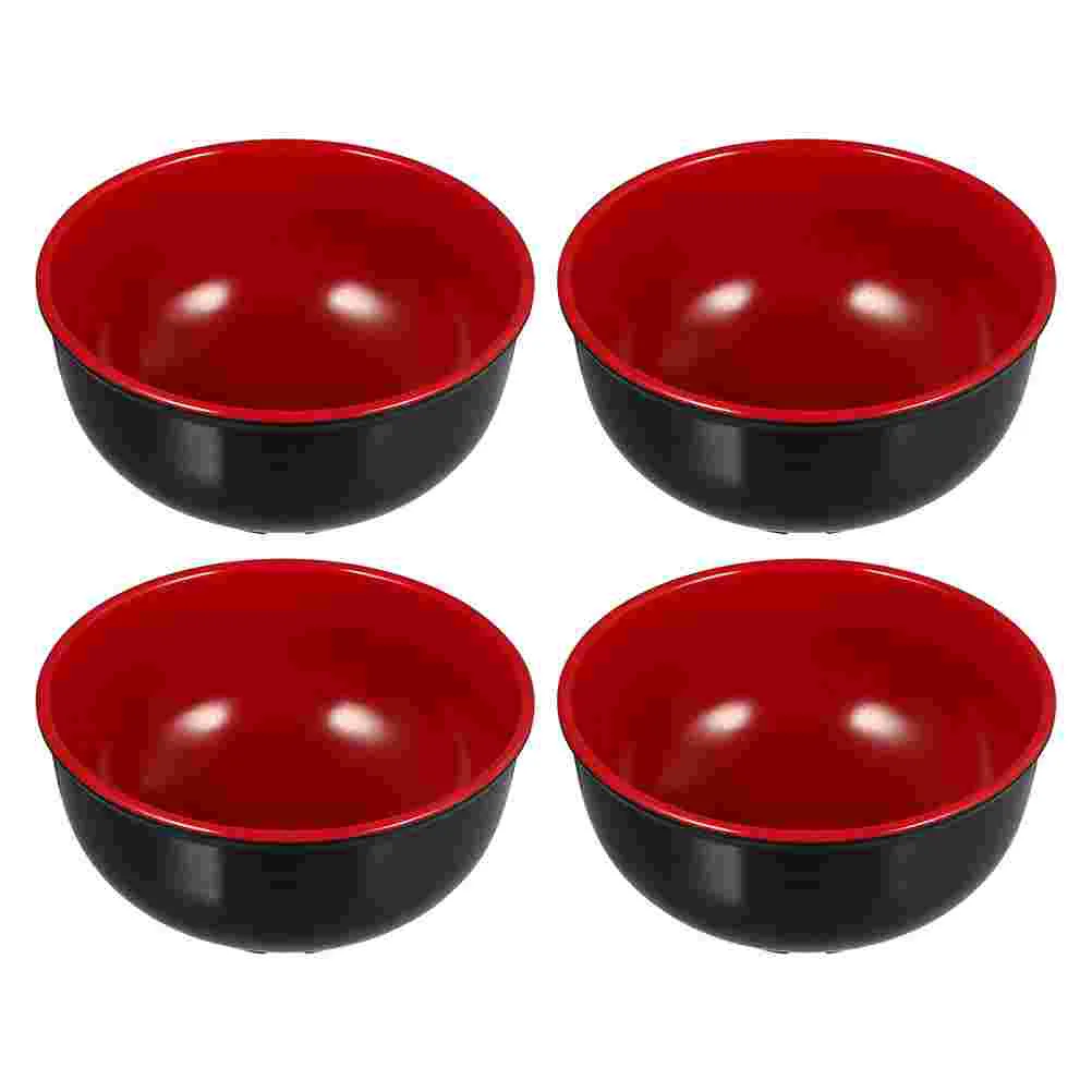 

4 Pcs Salad Containers Ramen Bowl Household Melamine 12.7X12.7X6.5CM Noodle Holder Red Tableware Hotel Kitchen Child