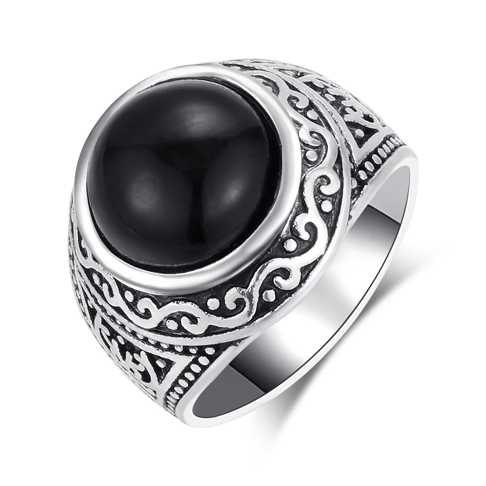 

2020 Hot Charms Antique Gold Natural Stone Vintage Ring Men Cool Ox Totems Steam Punk Jewelry Gift