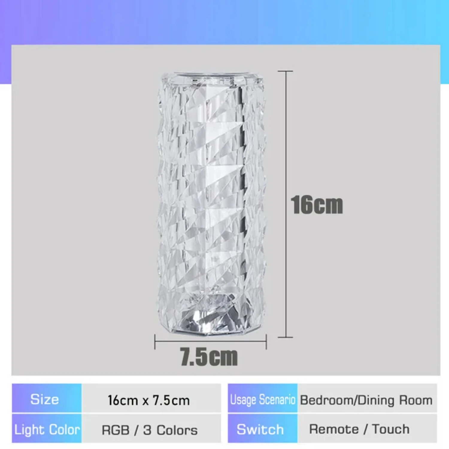 Хрустальный светодиодный ночник Romm Decor Light USB перезаряжаемая окружающая лампа